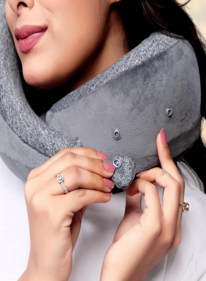 SHREVI وسادة سفر شريفي سادة للرقبة | وسادة دعم للرقبة بلون موحد | قماش ناعم ومريح للسفر بالطائرة والسيارة - Image 3